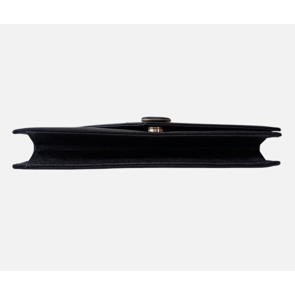 Vintage Yves Saint Laurent YSL Black Saffiano Leather Envelope Button Clutch Bag - Picture 4 of 14